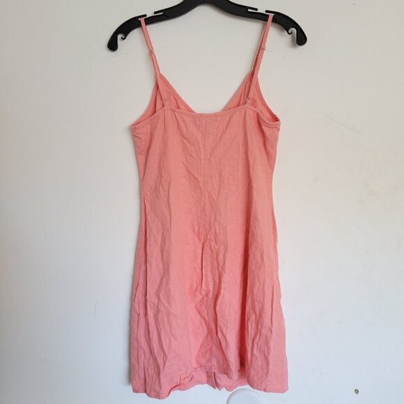 Forever 21 Woven Pink Linen Sleeveless Tank Button Front Mini Dress Small - Picture 3 of 9